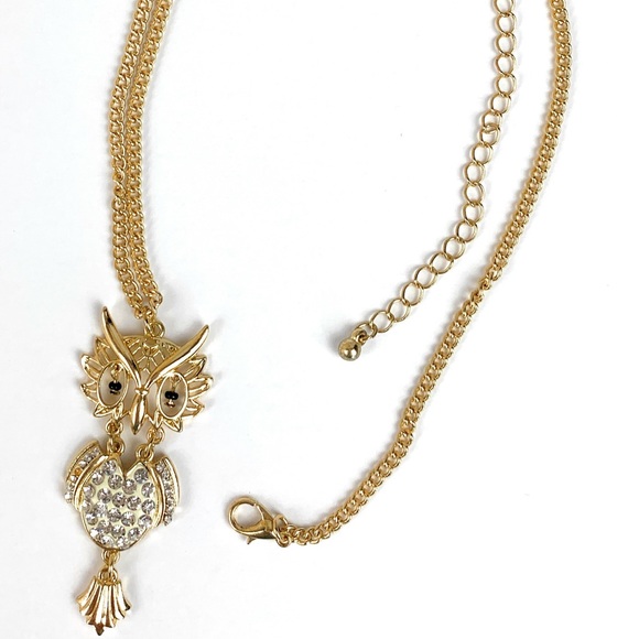 Rhinestone Owl Charm Chain Necklace - Picture 6 of 7